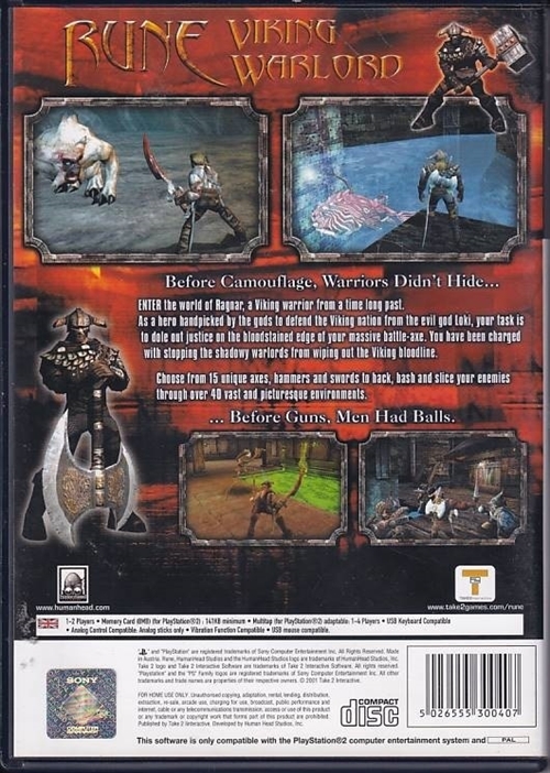 Rune Viking Warlord - PS2 (B Grade) (Genbrug)